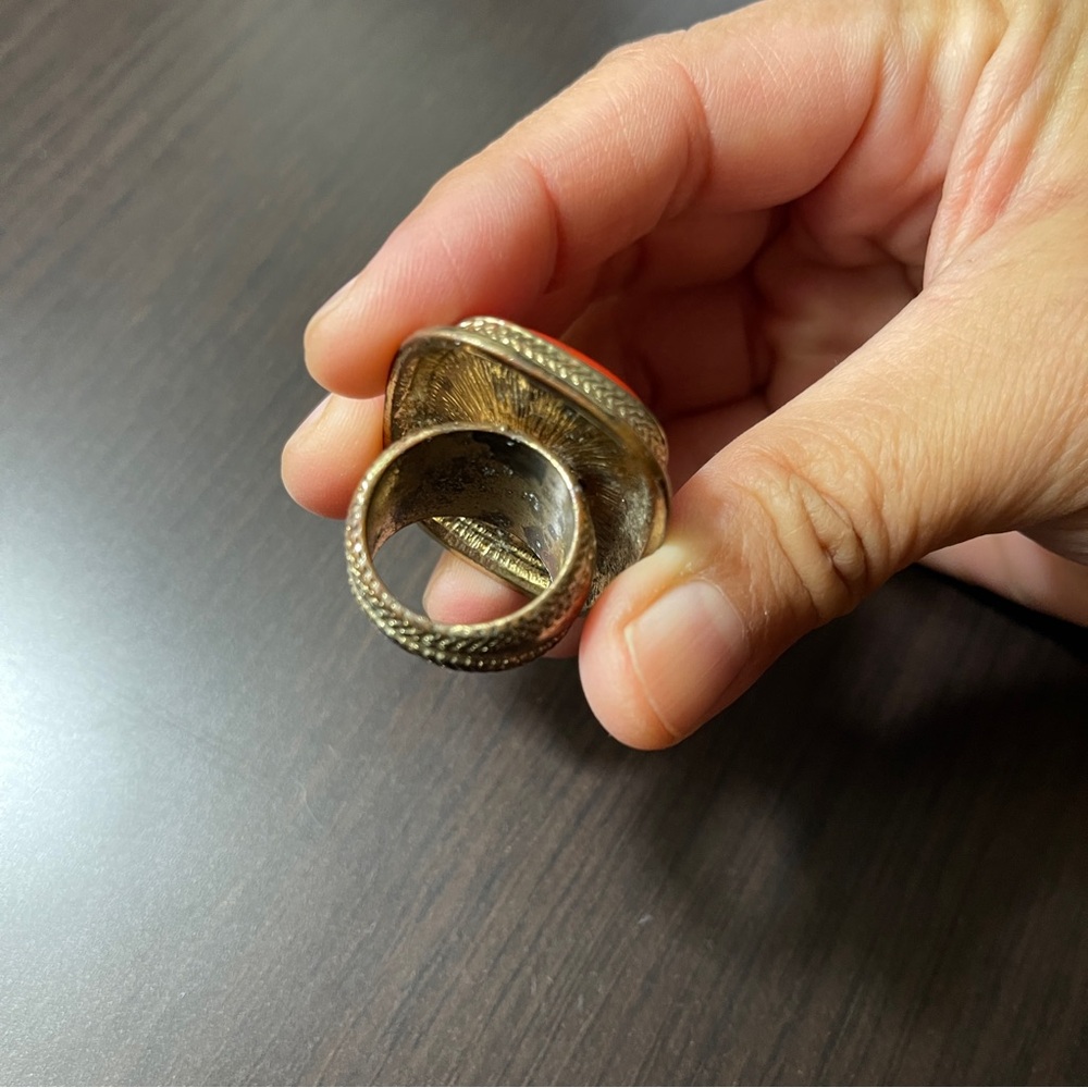 Orange And Gold Statement Ring - image 3